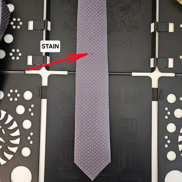 Lanvin Purple Silk Print Tie Men's Necktie | MINOR FLAW - Picture 3 of 13